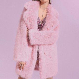 Lady In Pink, Classy Faux fur Pink Teddy Coat Jacket